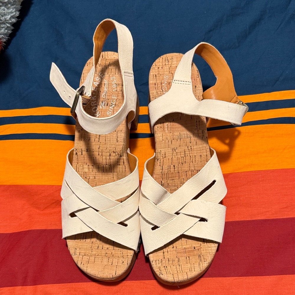 Kork-Ease Cream Sandals with Cork Sole
